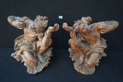 2 beautiful carved wooden sculptures - Venetian st