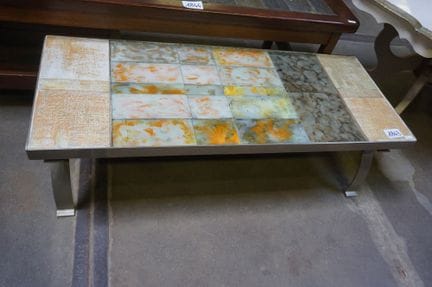 table basse vintage - années 60 - avec carreaux en