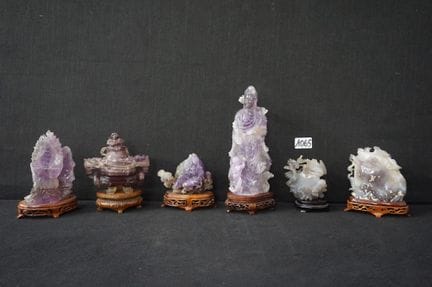 6 chinesische Figurengruppen aus Amethystquarz – a