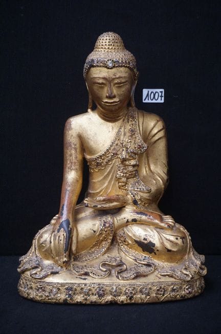 Beautiful antique bronze Buddha statue—gilded—from