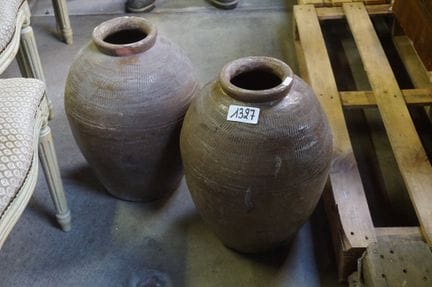 2 Asian earthenware pots - H: 44 cm