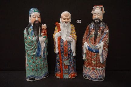 3 beautiful, large Chinese porcelain statues—"Sanx