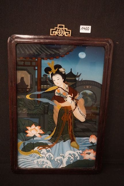 Wunderschönes chinesisches Eglomisé – handbemalt –