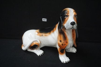 Large dog in Italian glazed faience—polychrome—"Ba