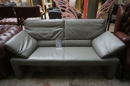 JORI - beautiful two-seater sofa in gray leather -