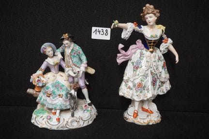 SITZENDORF - 2 porcelain figurines - polychrome - 