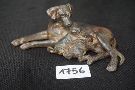 PIERRE CHENET - "cane con cuccioli" - scultura in 
