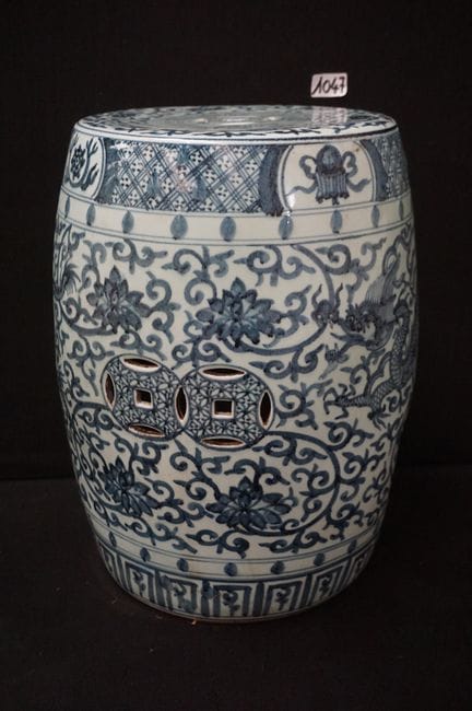 Beautiful Chinese porcelain garden stool—blue and 