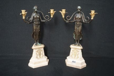 2 beautiful candlesticks in bronze - style Empire 