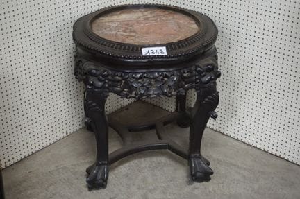 Chinese round marble pedestal with top - H: 47 cm,