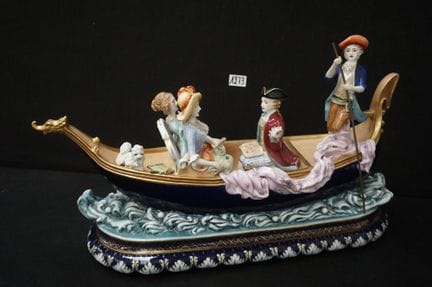 Large porcelain sculpture - polychrome - "Venetian