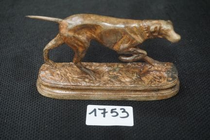 PIERRE CHENET - "cane da caccia" - scultura in bro