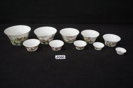 Wunderschönes antikes Set aus 10 chinesischen Porz