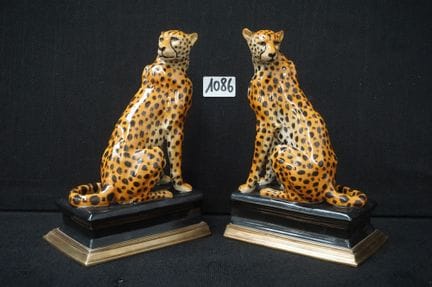 2 beautiful ceramic bookends—polychrome—shaped lik