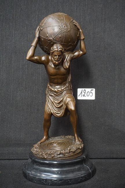 bronze sculpture - "Atlas - Greek titan who bears 