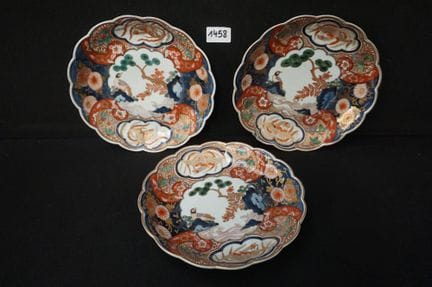 3 antike japanische Porzellanteller – Imari mit ge