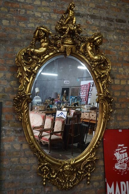 very large decorated showpiece mirror in baroque s