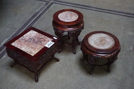 3个中式底座——大理石台面——高：21至30厘米