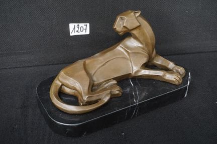 Art Deco-style bronze sculpture - "Reclining Panth