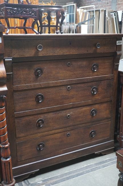19th-century chest of drawers—oak—with 5 drawers—H