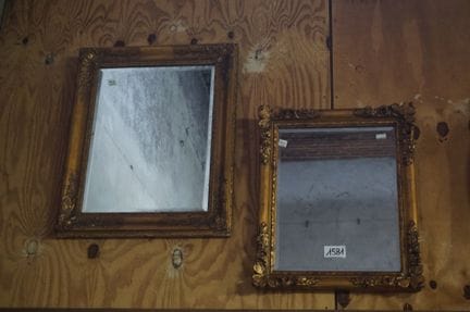 2 gilded mirrors—70 x 57 cm and 60 x 48 cm