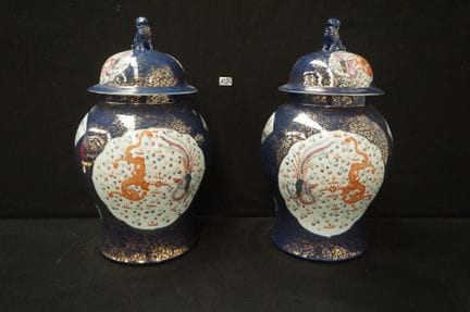 2 beautiful, large antique Chinese porcelain lidde