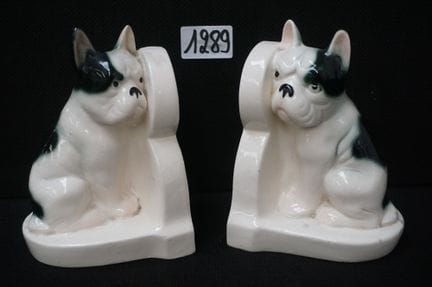 2 Art Deco ceramic bookends - "French Bulldogs" - 
