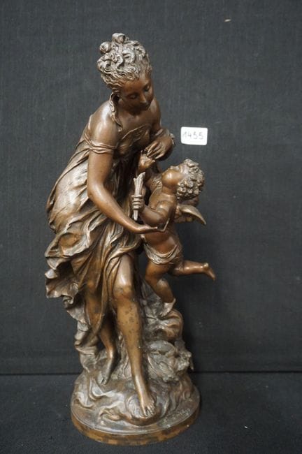 MATHURIN MOREAU (1822–1912) — "Woman with Cupid" —