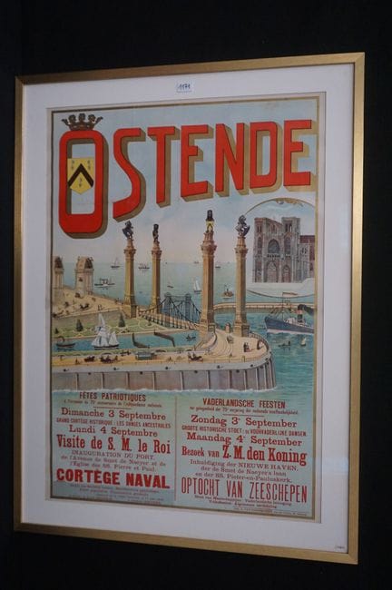 Cartel original poco común enmarcado - «OSTENDE» -
