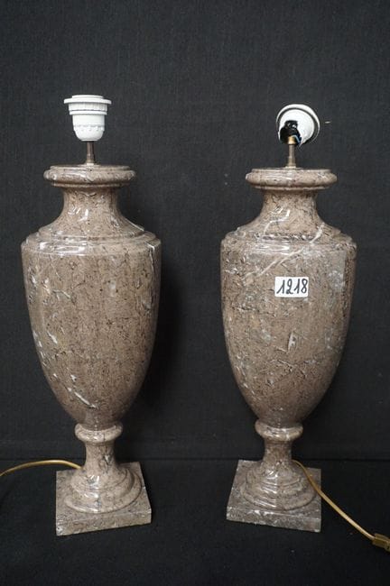 2 beautiful marble table lamps - H: 55 cm