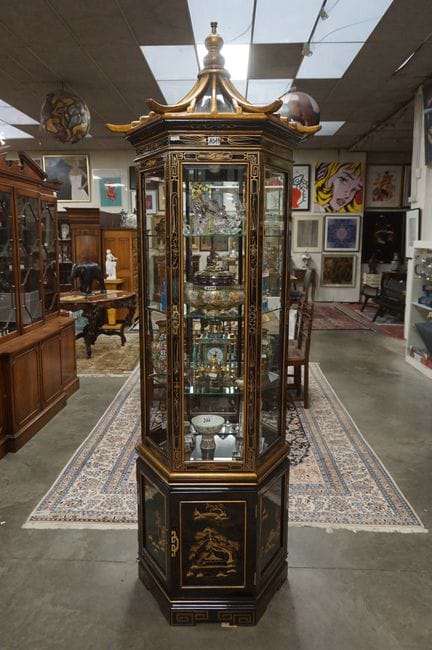 Beautiful vintage hexagonal display cabinet with a