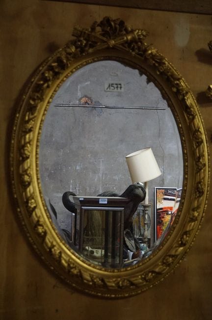 Beautiful oval gilded mirror—Louis XVI style—91 x 
