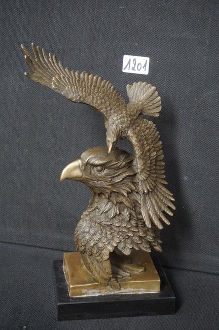 Beautiful bronze sculpture—"Eagles"—signed MILO—H: