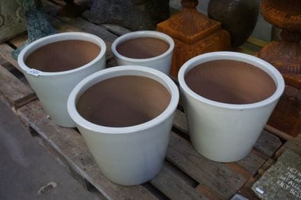 4 glazed ceramic flower pots—3 (H: 37 cm, diameter