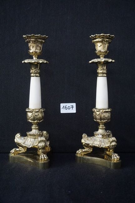 2 French candlesticks in the Louis XV style, made 