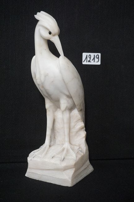 Art Deco alabaster sculpture - ca. 1920 - "heron" 