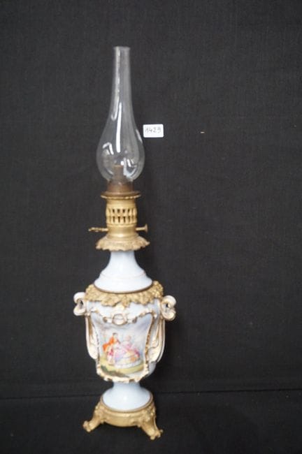 Antique French porcelain lamp with bronze fittings