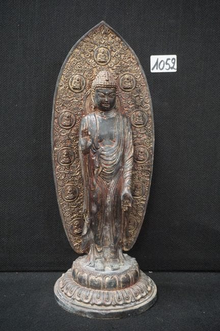 Japanese bronze statue - "Buddha Amida Nyora" - H: