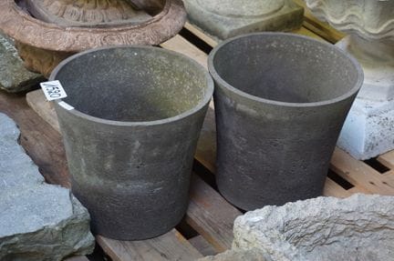 2 anthracite-gray ceramic flower pots - H: 28 cm, 