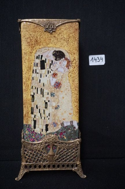 Beautiful Art Nouveau-style vase—porcelain—with br