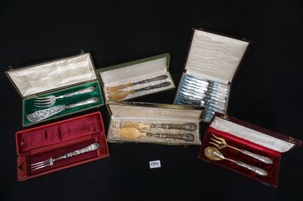 lotto di posate assortite in astucci - argento e a