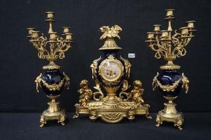 Beautiful antique three-piece mantelpiece set in b