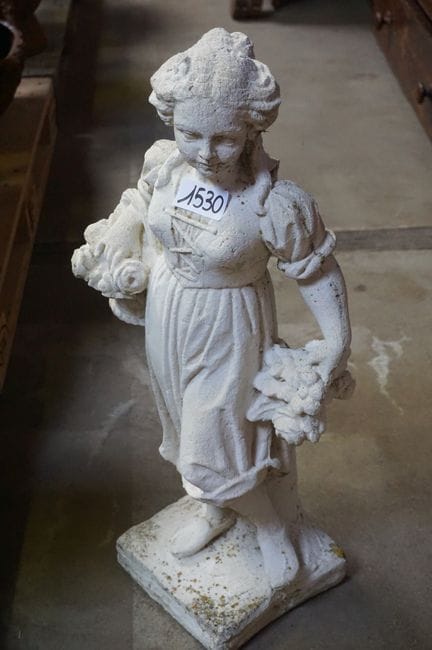Concrete garden statue - "Young Woman with Flowers