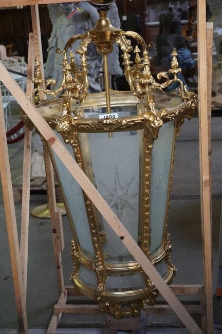 Exceptionally large bronze chandelier—decorated wi