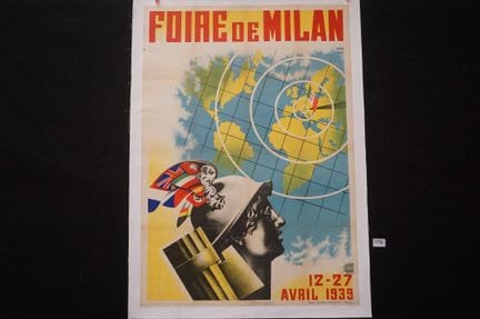 cartel original sobre lino - "FOIRE DE MILAN" - "A