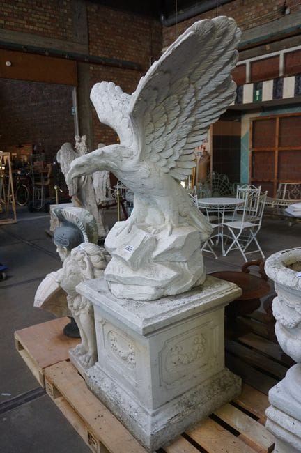 Large concrete garden statue on a pedestal - "Eagl
