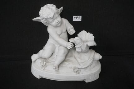 large porcelain figurine - monochrome - signed - "
