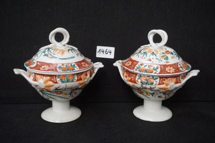 2 antike Saucieren aus Porzellan – Imari-Dekor – m