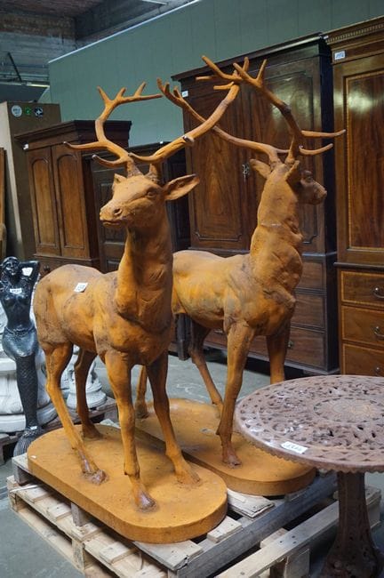 2 beautiful, large cast-iron garden statues—a pair