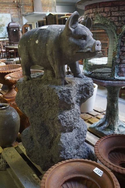 large sculpture in natural stone - "pig" - H: 125 